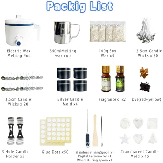 VUSIBA Candle Making Kit with Wax Melter,Soy Wax for Candle Making, DIY Scented Candle Kit for Adult Beginner,Make Your Own Candles