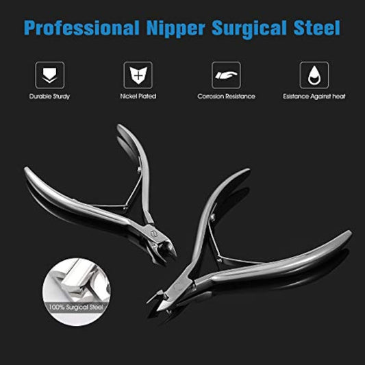 FERYES Cuticle Clipper Professional Manicure and Pedicure Cuticle Remover Tools, Medical Grade Stainless Steel, 5mm Jaw- 1 Piece (Silver)
