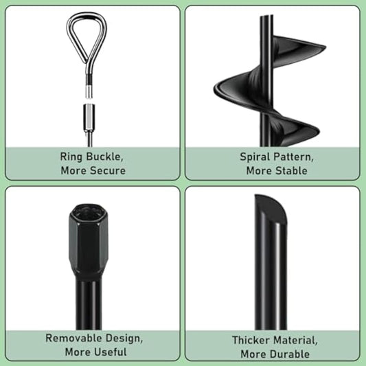 Ground Anchor 8 Pack, 45cm Tall Heavy Duty Ground Pegs Kit Fit for Swing, Trampolines, Tents, Mobile Home Anchors, Awning Pegs Anchor, Dog Spikes for Ground