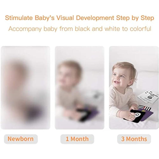 beiens Newborn Essentials Sensory Toys Cards, 160 Page Black White Visual Stimulation Learning Activity Cards for Babies Ages 0-3-6-12-36 Months, 5.5'' x 5.5'' Baby Essentials for Newborn Toys Gifts