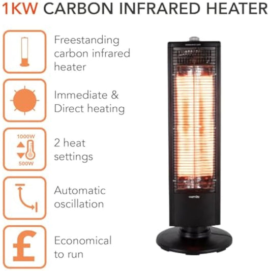 Warmlite WL42013 Infrared Heater with Oscillation, Overheat Protection, Black