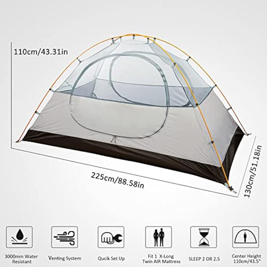 Bessport Tent 1 & 2 & 3 Person Ultralight Camping Tents, 3-4 Season Waterproof & Windproof Dome Tent, Small Pack Size, Suitable for Adults, Hiking, Camping, Outdoor