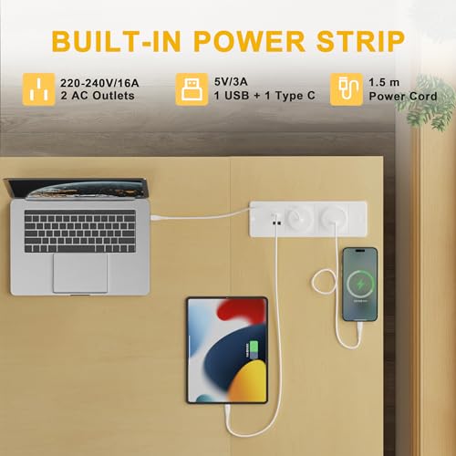 BEXEVUE Small L Shaped Desk with Power Outlets - 120x70cm Corner Computer Desk Writing Table, Reversible Large Storage Shelves, Bookshelf Workstation