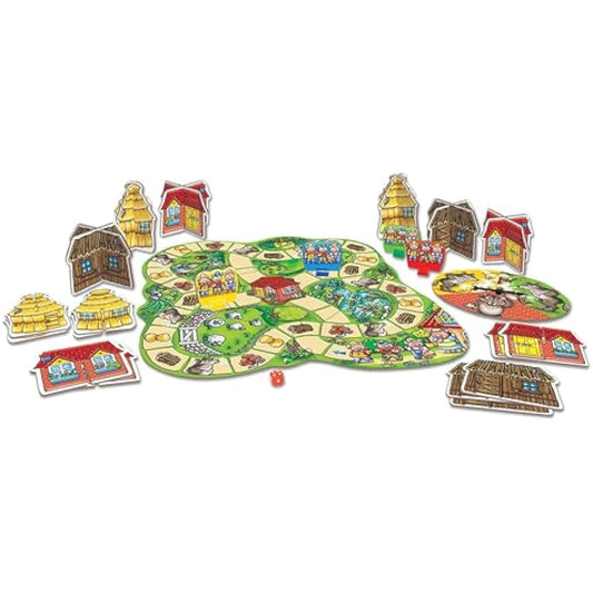 Orchard Toys Three Little Pigs Game, Fun Board Game for Children Age 3-6, Family Game Toy, Assorted Colours Lime Green