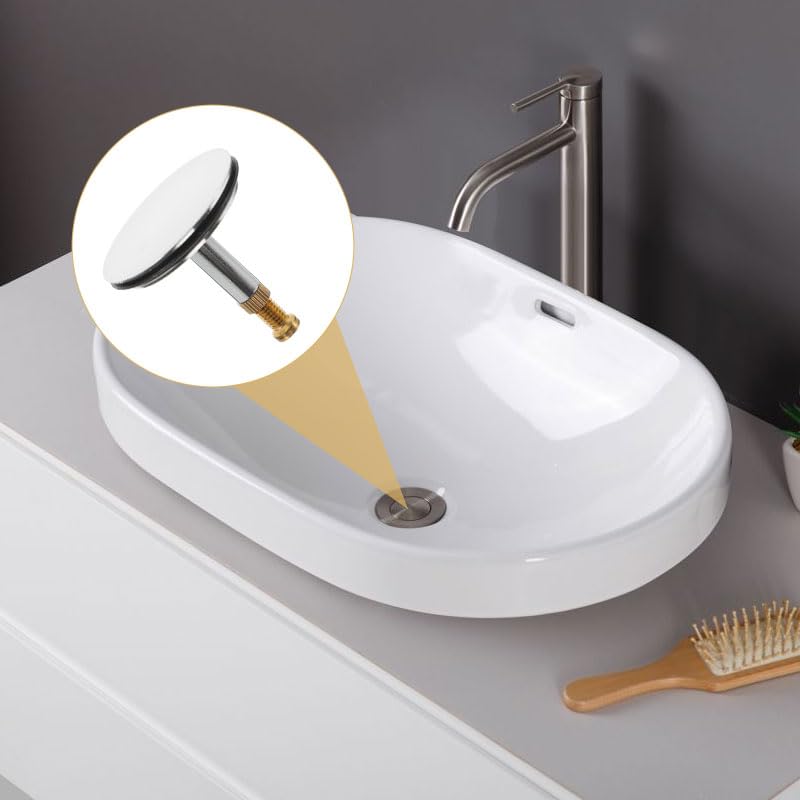 Vaniika Adjustable BathPlug, Screw 43mm Cover Pop-Up Bathtub Chock Plug 8mm Pole, Bath Tub Heavy Duty Brass Chrome Bathtub for UK Standard Bathtub