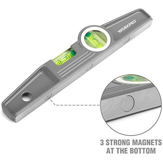 WORKPRO 3-Piece Spirit Level Set(9", 16", 24"), W002900A , Grey