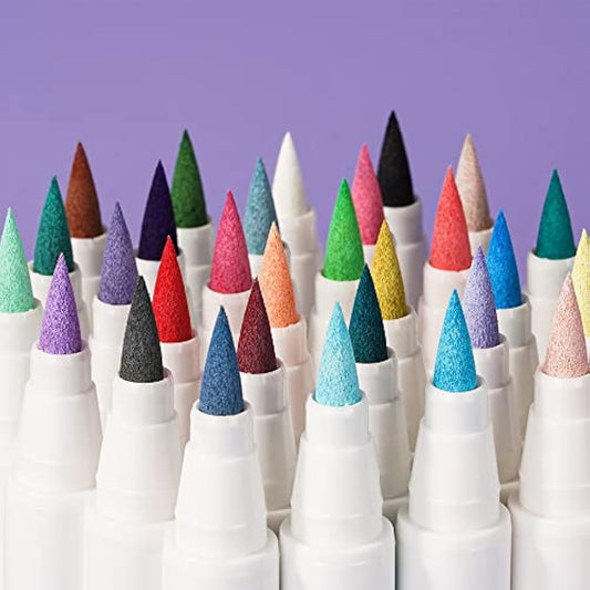 Arrtx 30 Colors Acrylic Paint Pens for Rock Painting, Extra Brush Tip, Water Based Paint Markers for Stone, Glass, Easter Egg, Wood and Fabric Painting-No Toxic,No Odor