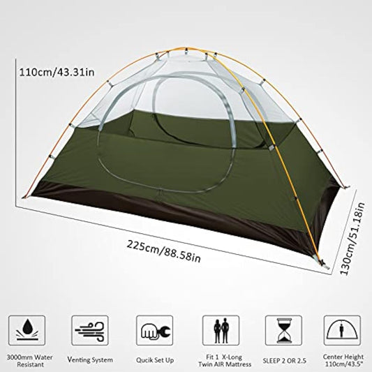 Bessport Tent 1 & 2 & 3 Person Ultralight Camping Tents, 3-4 Season Waterproof & Windproof Dome Tent, Small Pack Size, Suitable for Adults, Hiking, Camping, Outdoor