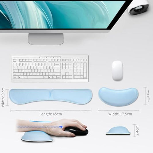ZIBLY Wrist Rest Keyboard and Mouse Set - Non-Slip Ergonomic Wrist Cushion Support Pad - Easy Typing, Pain Relief – Premium Silky Gel Memory Foam for Work from Home Gaming Computer Laptop