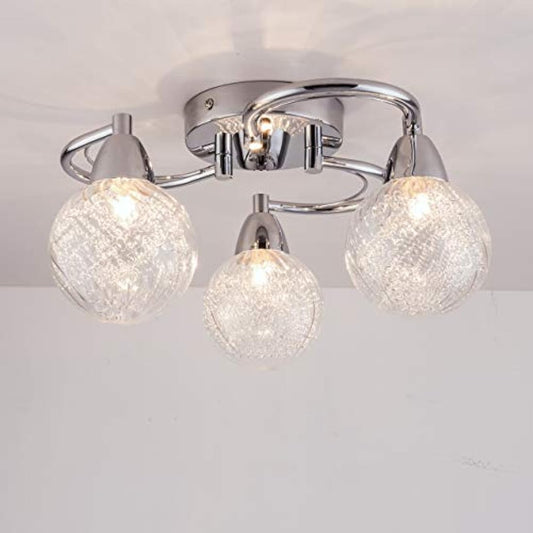 AUROLITE AL1034 BOLLA 3xG9 LED Semi Flush Ceiling Light, Polished Chrome Finish, 12W, Ideal for Living Room, Bedroom, Kitchen, and Hallway, Swirl, Natural White 4000K