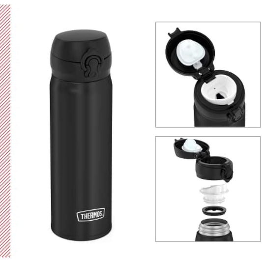 THERMOS 4035.232.050 Ultralight Thermos Flask, Black, 500 ml, Extremely Lightweight, 210 g, Drinking Bottle, Dishwasher Safe, Thermos Flask Keeps Hot for 10 Hours, Cold for 20 Hours, BPA-Free
