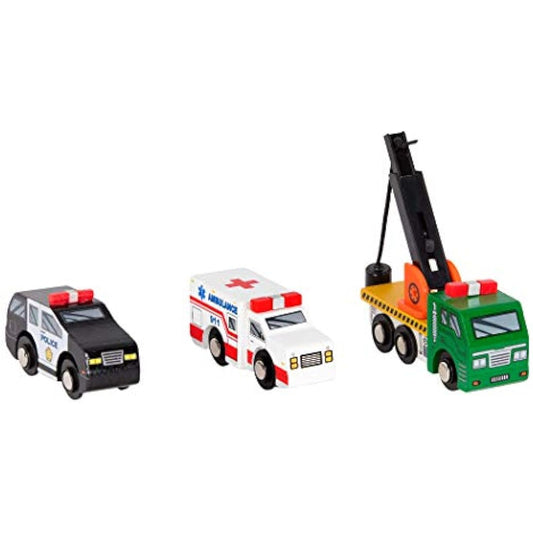 Battat – Wood Cars For Kids – 6 Pieces Toy Vehicle Set – Mini Rescue & Construction Vehicles – Toddler Truck Toys – 3+ Years– Wooden Vehicles Set 1