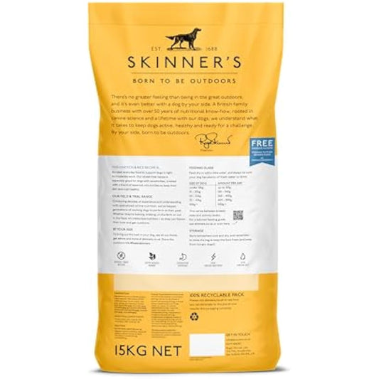 Skinner’s Field & Trial Chicken & Rice – Complete Dry Adult Dog Food, Sensitive, Gentle Digestion, 15kg
