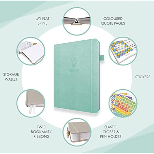 Daily Planner & appointment diary - Gratitude journal, wellness journal & Undated weekly planners and organisers - Desk journals for women & men - LUX Productivity Classic (DUCK EGG BLUE)