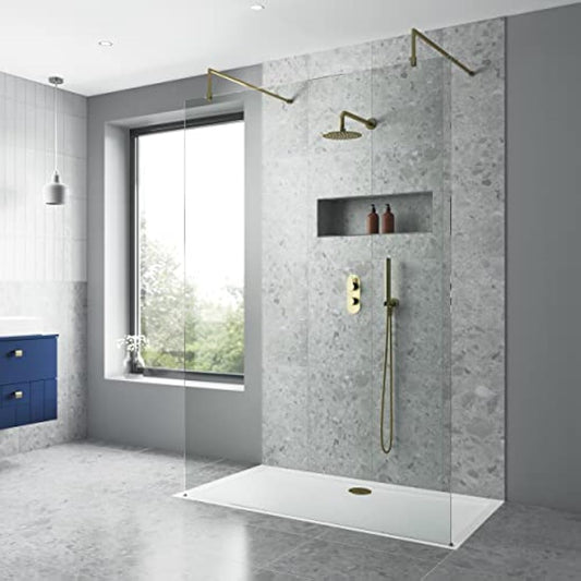 nuie NSR014 Trays Modern Bathroom Slip Resistant Rectangular Shower Tray, 9000mm x 1000mm, Matt White