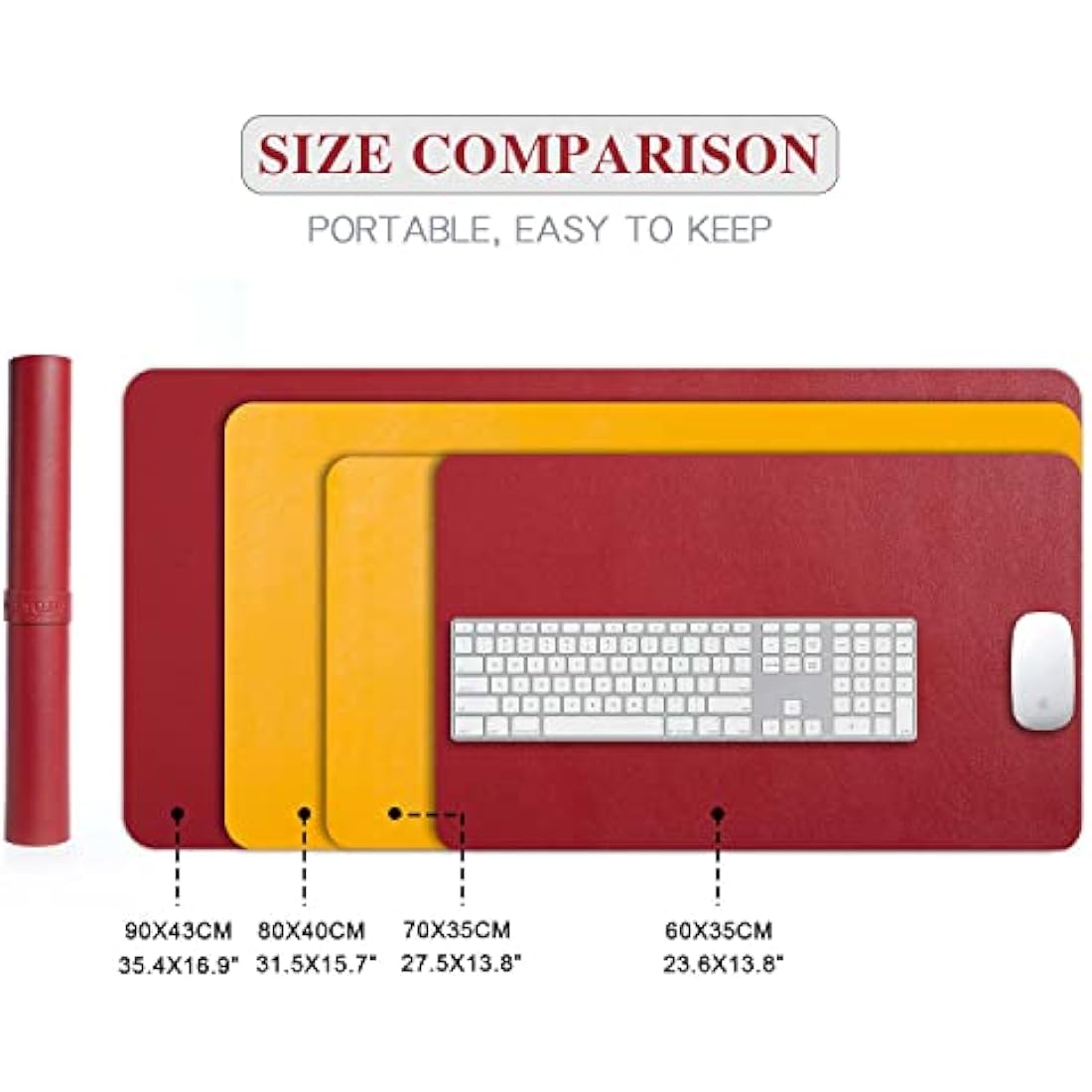 Desk Pad Large, Desk Mat, Extended Mouse Mat, Mouse Pad XL, Desk Blotter, DOBAOJIA Laptop Pad Writing Pad for Office/Home, Dual-Side Use PU Leather Waterproof 31.5" X 15.7" (Red/Yellow)