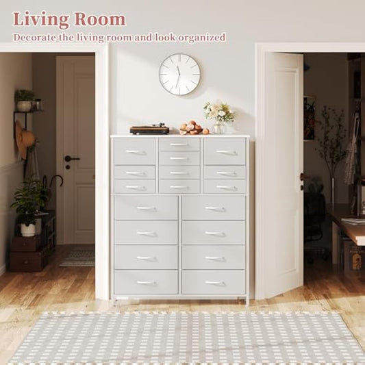 CAIYUN Chest of Drawers with 18 Drawers, Dressers & Chests of Drawers for Bedroom, Storage Drawers for Kids, Bedroom Furniture Toy Storage Clothes Storage Cabinet, White