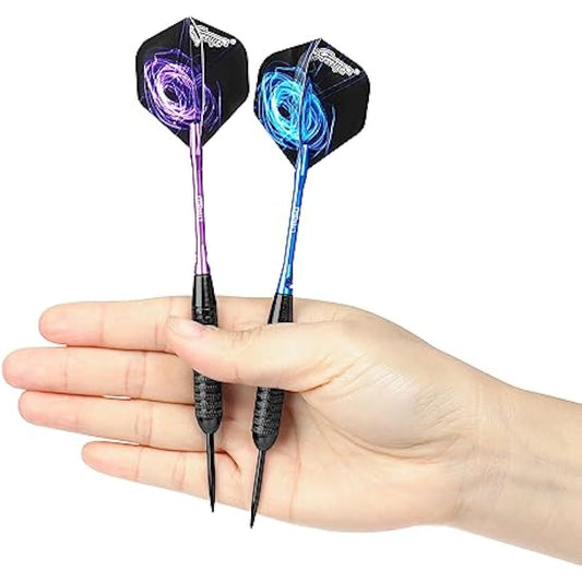 CyeeLife Steel tip Darts set 22/28g with Aluminium Shafts, 16 Protectors, Flights, Sharpener and Tool,12pcs For Beginner