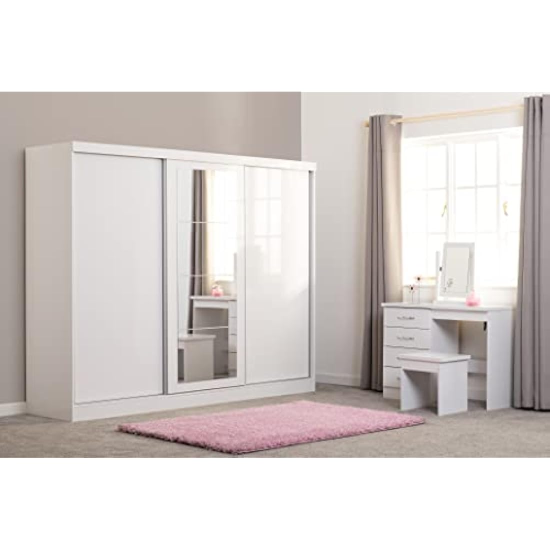 Seconique Nevada Dressing Table Set in White Gloss