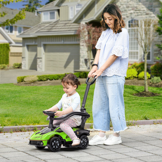 AIYAPLAY Kids 3-In-1 Lamborghini Ride-On and Stroller, with Horn - Green
