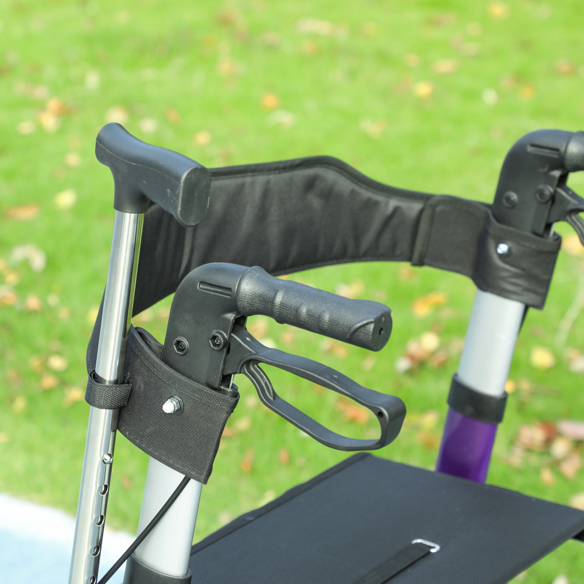 HOMCOM Folding Adjustable Rollator with Dual Brakes & 6 Adjustable Handle Heights for Seniors Purple