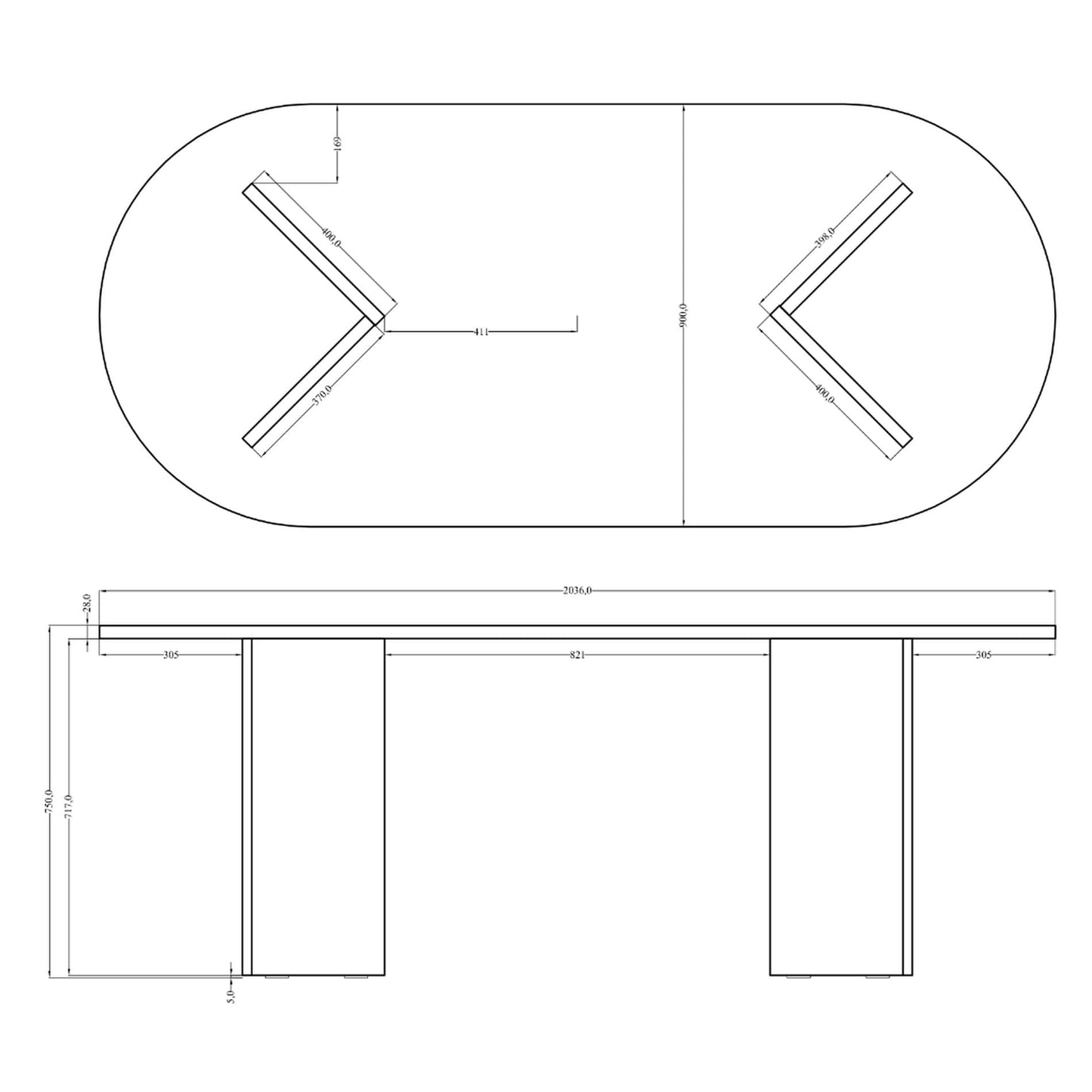 SELSEY Ovo Wood Dining Table 204x90x75cm, Ash Portland Oval Non-Extendable Design, Seats 6 to 10