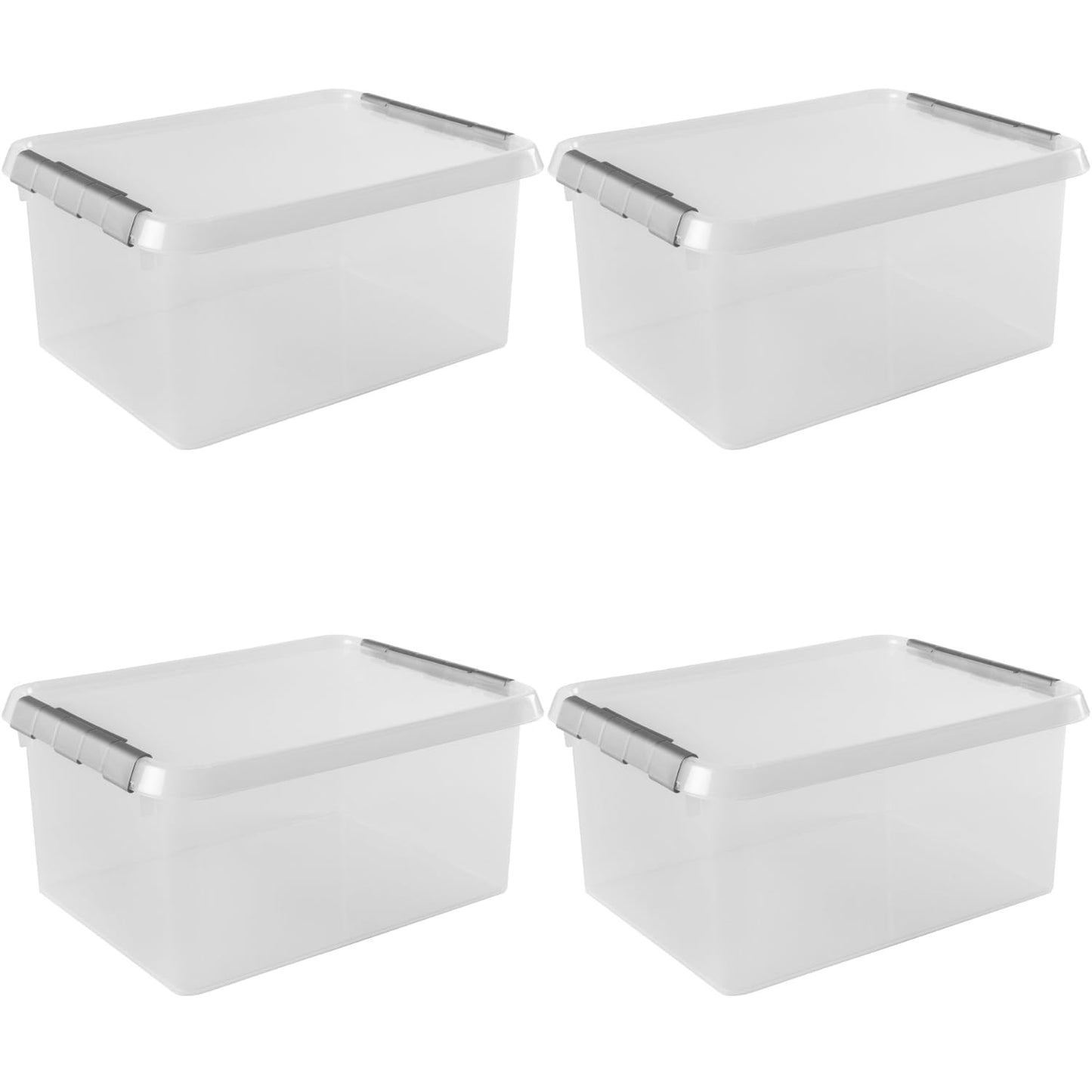 Sunware Comfort Line Storage Box 15L 40 x 30 x 18 cm Set of 4 Plastic Storage Box with Lid, Suitable for Clothing, Toys, DIY Equipment and More