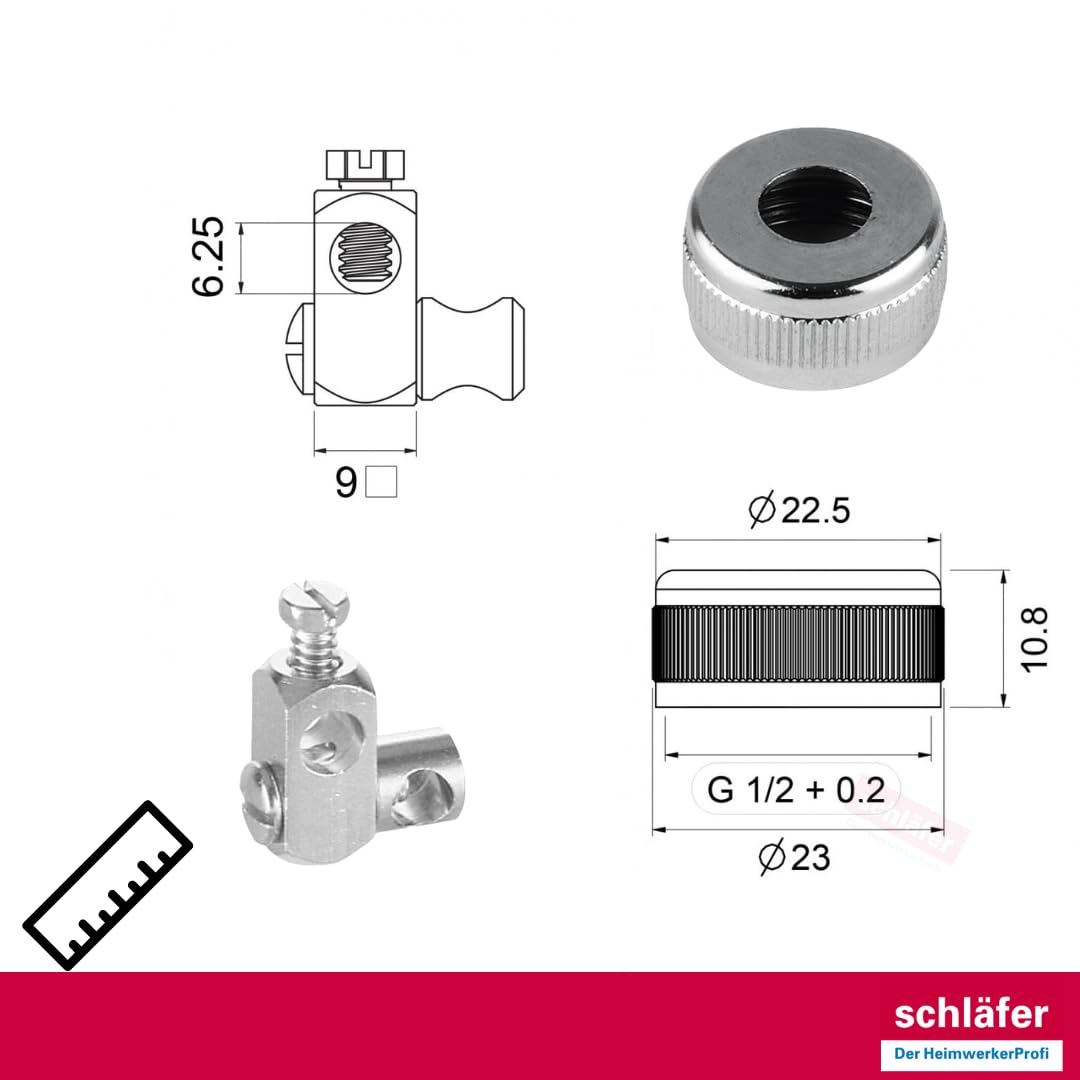 Schläfer 405310 | Universal Eccentric Rod in Chromed Brass for Pop-up Drain Blow-Up Drain Siphon Sink