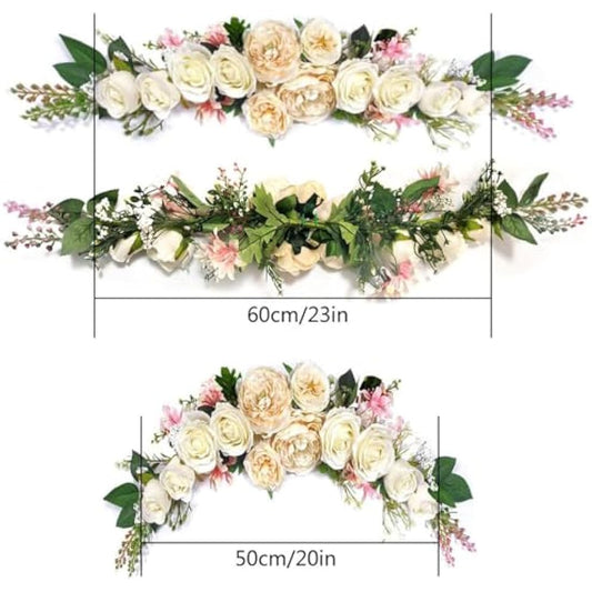 Wedding Arch Flowers, 60cm, Flower Swag, Decorative Swag, Artificial Flower Swag for Door Wedding Party Wall Home Decor (Champagne)