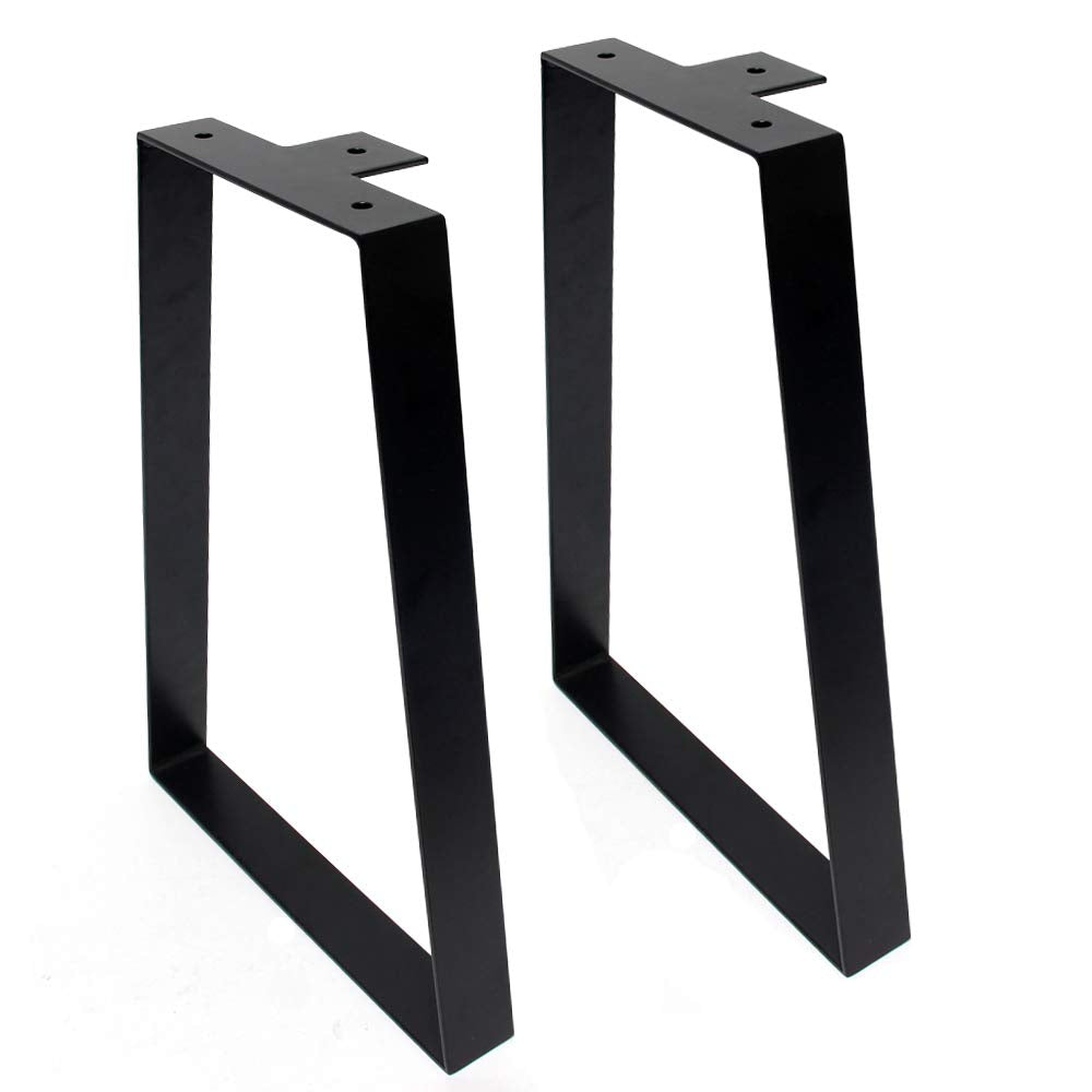 Signstek 16 inch metal table legs, black metal trapezoidal furniture legs 40cm coffee table legs, DIY modern furniture legs
