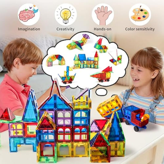 Magblock 120 PCS Magnetic Blocks, Magnetic Tiles Building Blocks for Kids Toys丨Magnet Toys Set 3D Building Blocks for Toddler Boys and Girls
