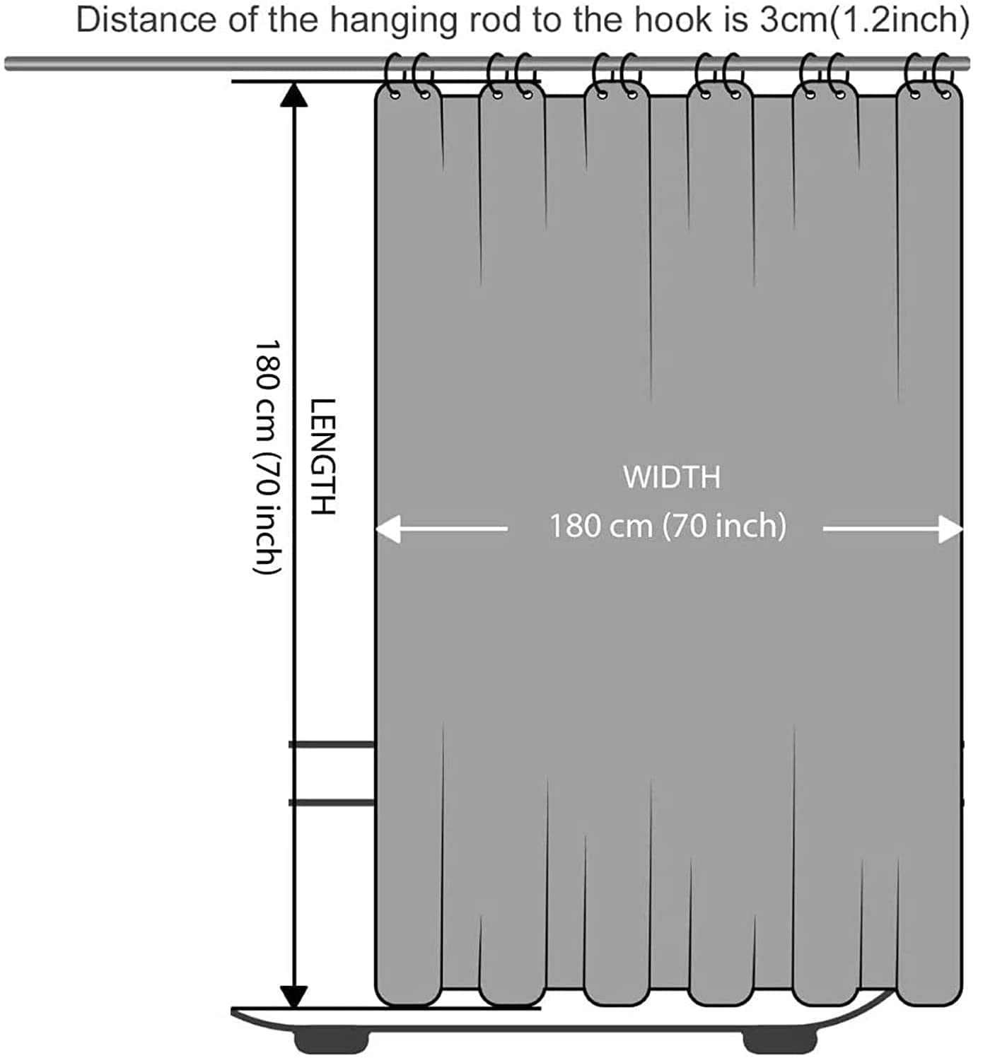 HTUK Waterproof Shower Curtains 180 x 180cm With 12 Hooks Mildew And Mould Resistant Fabric Shower Curtain 100% Polyester Diamond Pattern Shower