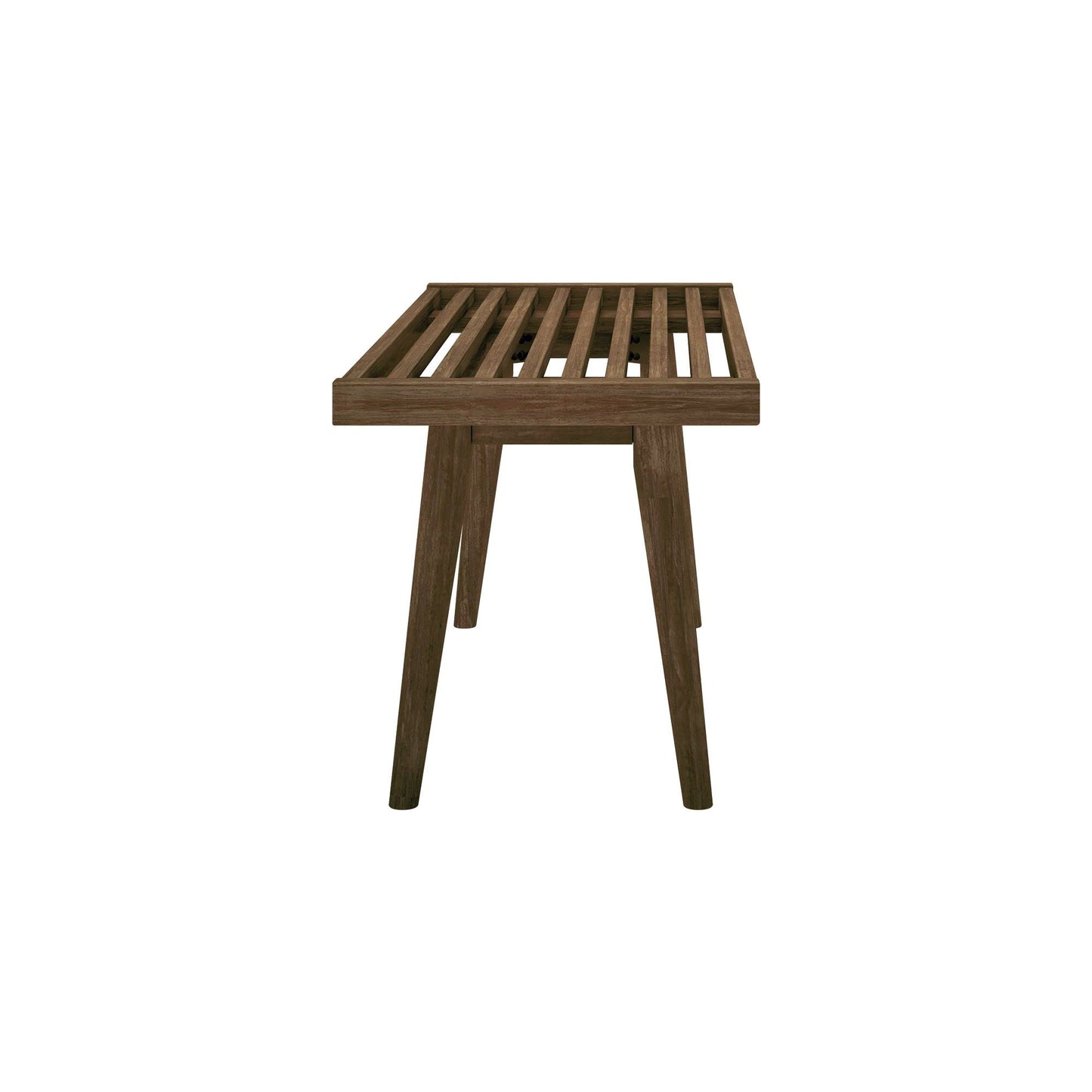 Maxwood Furniture Plank plus Beam Mid-Century Single Wood Entryway Bench, Walnut, 41.25 Inch