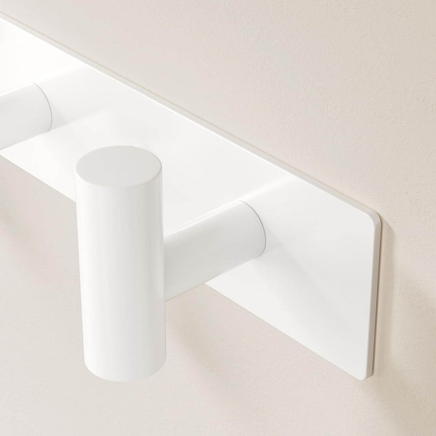 White Wall Mounted Coat Rack – 4 T-Shaped Hooks on 12.6" Metal Rail (1 Pcs)