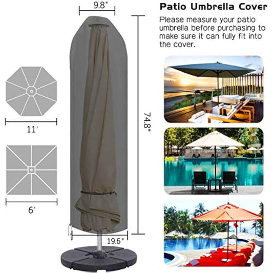 PATIO PLUS Parasol Cover, Garden Umbrella Covers 190* 25 * 50cm Waterproof 600D Oxford Fabric PVC Coating, Black