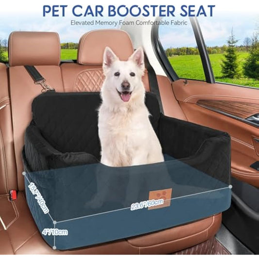 Dog Car Seat for Medium/Large Dogs, Dog Booster Seat for Dog Under 50lbs or 2 Small Dogs, Detachable and Washable Pet Car Seat, Multi-Functional Travel Dog Bed & Dog Sofa(Black)