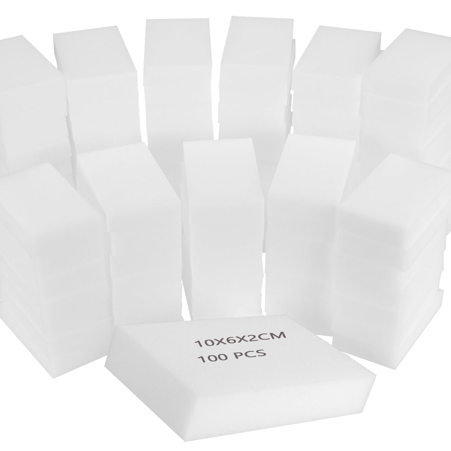 ZOENHOU Pack of 100 Magic Eraser Sponges, Premium White Cleaning Sponge Pads Bundle for Household Kitchen Bathroom Floor Wall Wiping Dirt Supplies,10