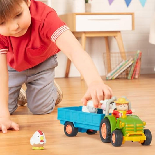 Battat – Farm Toys For Toddlers, Kids – Lights & Sounds Toy Tractor – 7 Pieces Pretend Play Set – Tractor, Trailer, Animals – 18+ Months