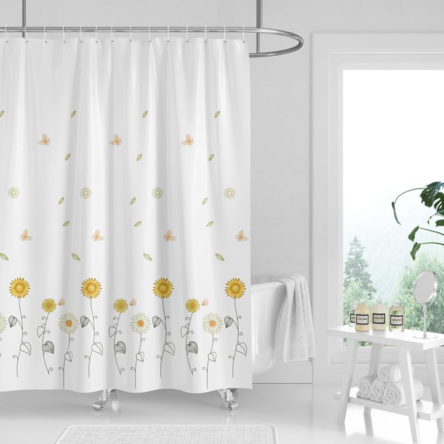 Tennove Shower Curtain 240x200cm Drop Mildew Resistant Waterproof Polyester Bathroom Shower Curtain Liner Long Washable Decorative Bath Curtain with