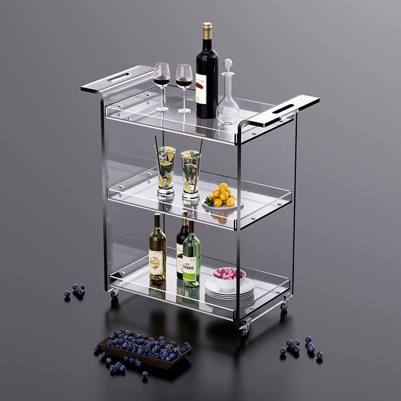 solaround Acrylic Bar Cart, Drink Trolley, Clear, 53 x 30 x 72 cm