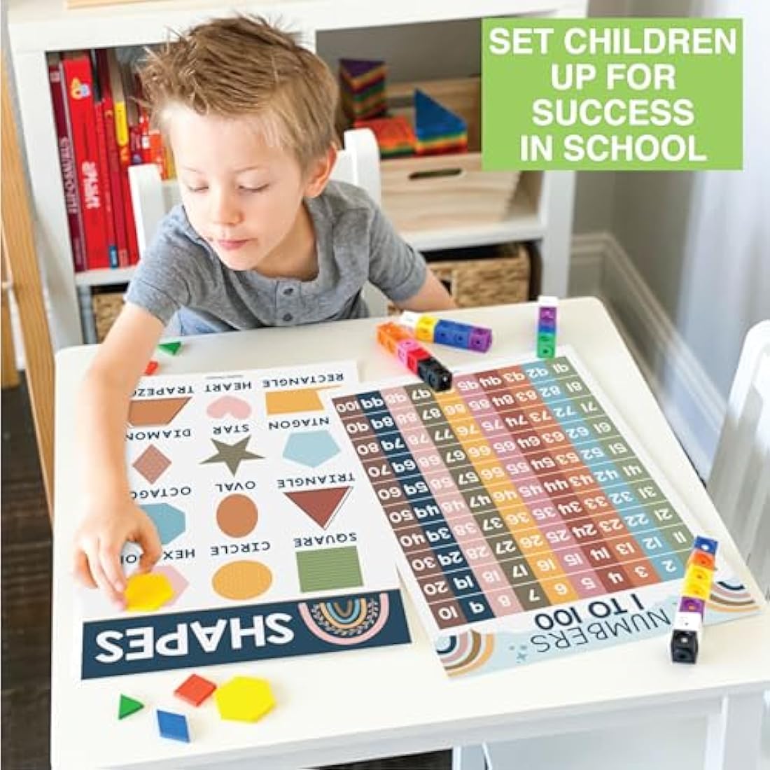 Hadley Designs 16 Boho Kids Educational Posters for Toddlers - Teacher Posters for Classroom Posters Elementary, Pre K Learning Posters for Toddlers 1-3