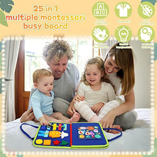 Montessori Toddler Busy Board - Sensory Toys for 1-4 Year Olds - Activity Board for Boys & Girls - Autism Motor Skill Development