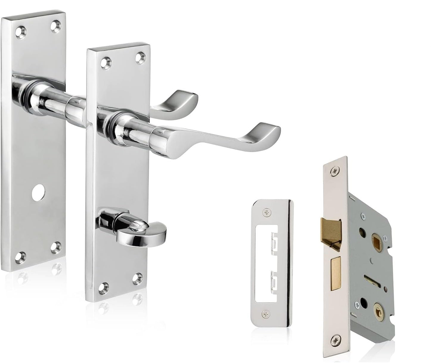 Victorian Scroll Bathroom Door Handles with Lock Set
