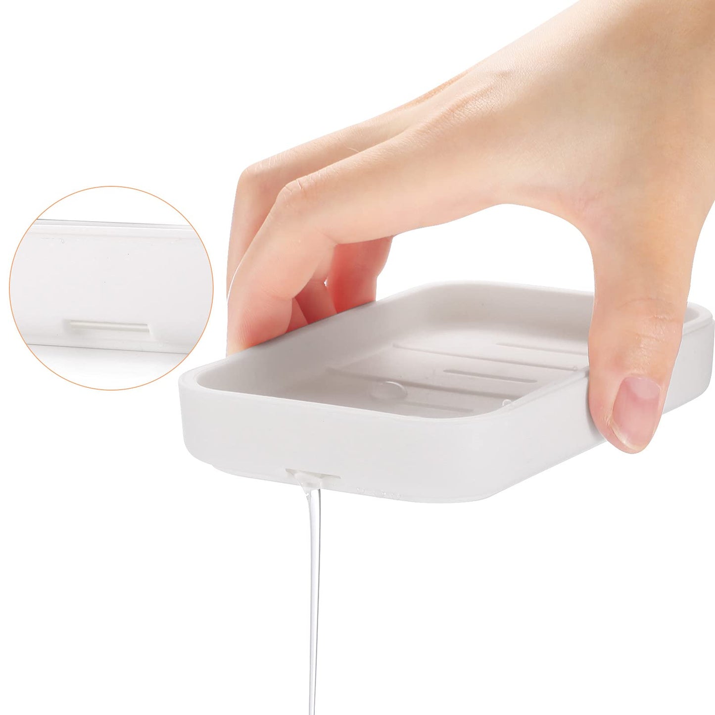 ERKXD Bathroom Soap Dishes Dish Soap Holder with Drain, Soap Saver for Shower, Easy Cleaning, Dry, Stop Mushy Soap (White)