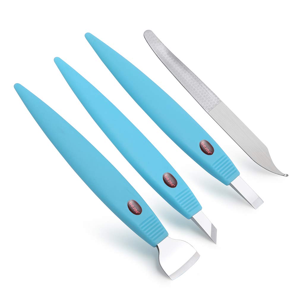 BEZOX Pedicure Shavers Set - Professional Callus Shavers Foot Care Kit - Stainless Steel Corn Hard Skin Dead Skin Remover Tool (Blue)