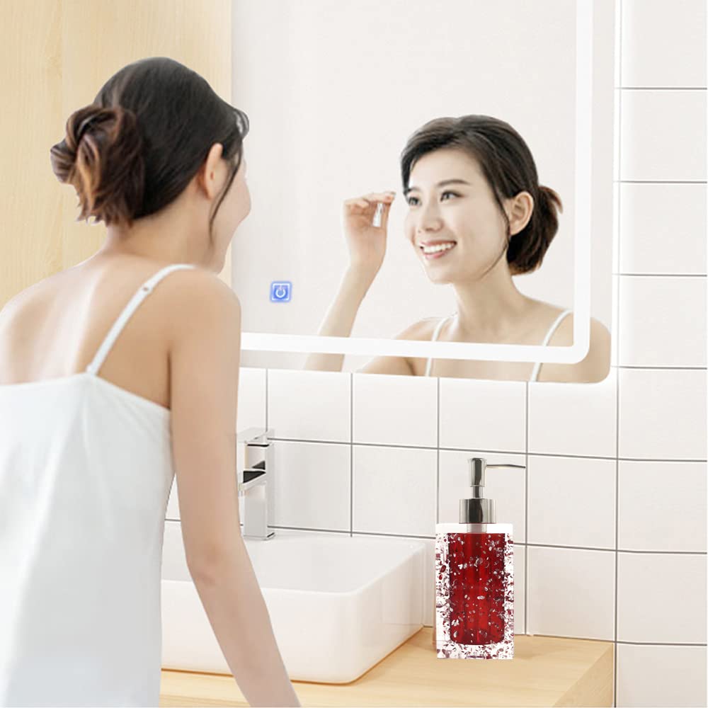 Generic 5-Piece Resin Bathroom Accessory Set with Soap Dish, Dispenser, Toothbrush Holder and Tumbler, Red