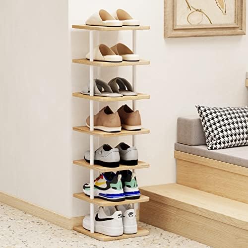 Dazioter Vertical Shoe Rack Storage Narrow Shoe Organizer Shelf 7 Tier
