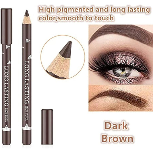 Go Ho 12 PCS Brown Eyebrow Eyeliner Pencil Set, Waterproof Eyebrow Pencil,Long-lasting Sweat-proof Eyeliner Makeup Brow Tint Pen(Dark Brown)