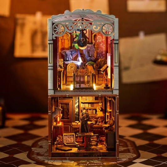 Spilay DIY Book Nook Kit - 3D Bookshelf Alley Insert with LED Lights, Handmade Miniature Model Craft Kit, Creative Gift for Adults & Teens Christmas/Birthday Present - The Unsolved Case of the Museum