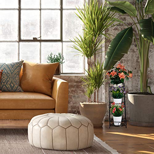 Relaxdays Metal Flower Etagere, 3 Tiers, Decorative, In- and Outdoor Rack, HWD 53.5 x 20 x 45.5 cm, Black